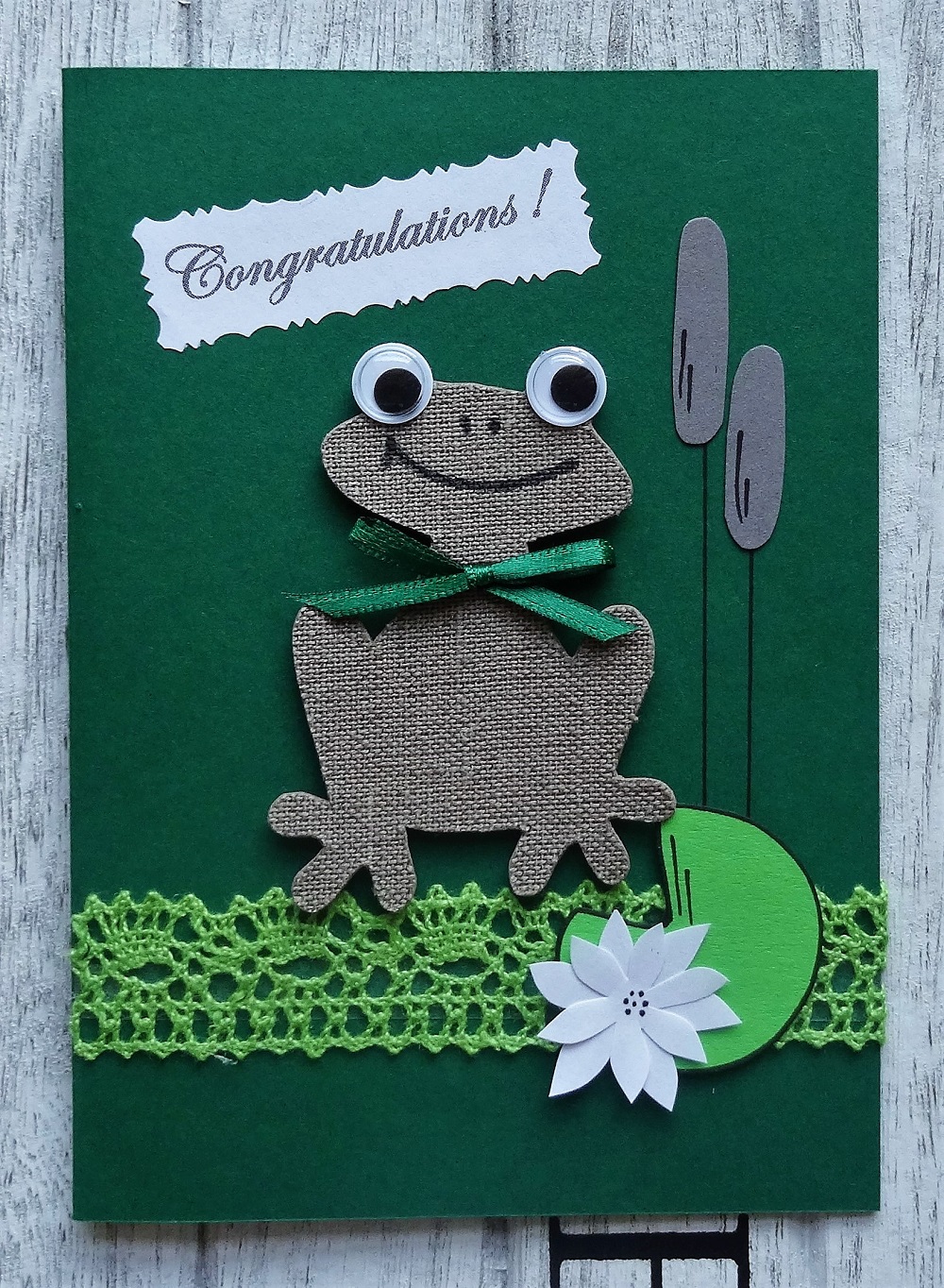 3D linen frog. Congratulation!